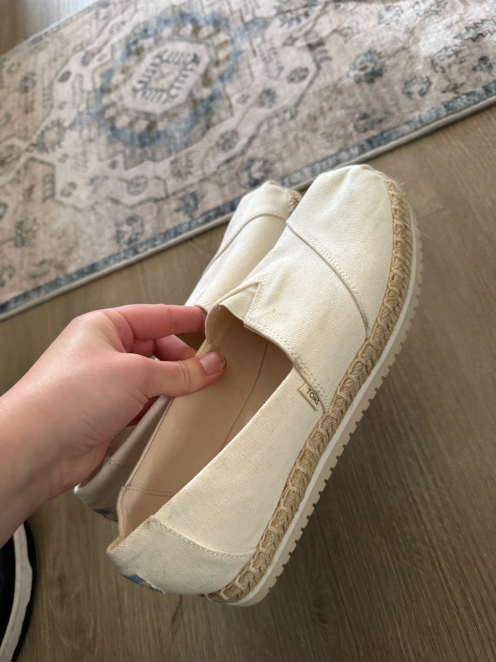 TOMS White Canvas Espadrille Slip-On Shoes